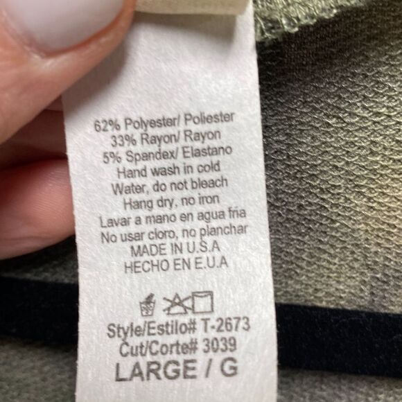 7th Roy Army Green Tie Dye Long Sleeve Top Size Large - Picture 5 of 6